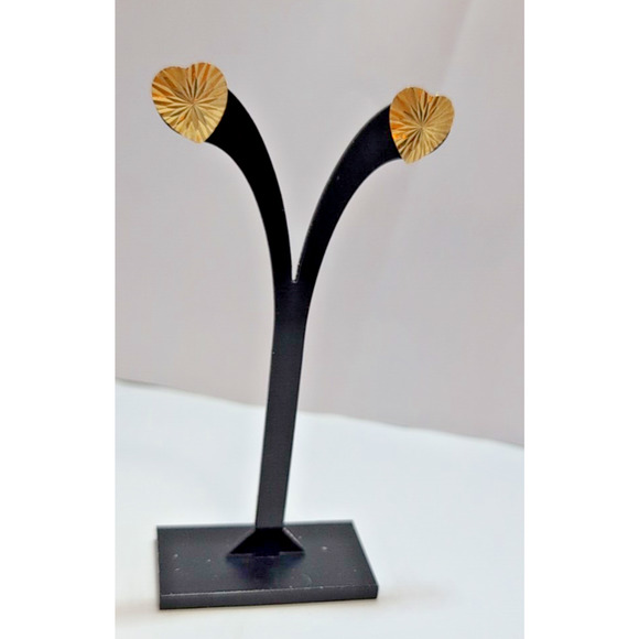 Unbranded Jewelry - 14K Yellow Gold Diamond Cut Starburst Heart Earrings marked backings .75 grams